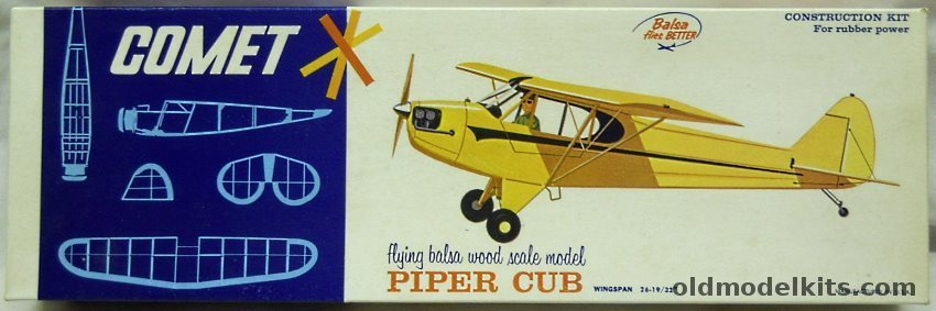 Comet Piper Cub - 26 inch Wingspan For Free Flight or R/C Conversion, 3406-150 plastic model kit